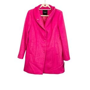 KATE SPADE New York Pink Wool Blend Stand Collar Over Coat Jacket Large NWT